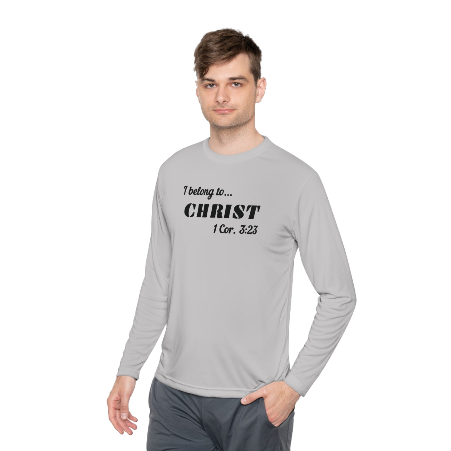 Activewear Long Sleeve Tee - 323 Bold Apparel 'I Belong to Christ' Statement