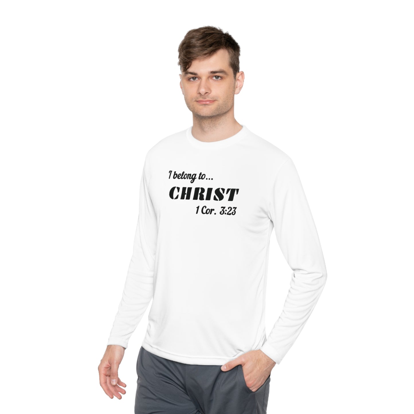 Activewear Long Sleeve Tee - 323 Bold Apparel 'I Belong to Christ' Statement