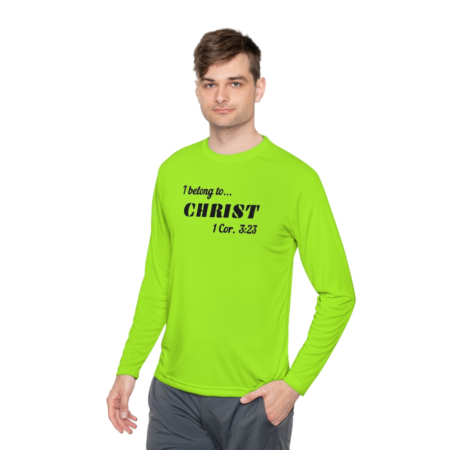 Activewear Long Sleeve Tee - 323 Bold Apparel 'I Belong to Christ' Statement