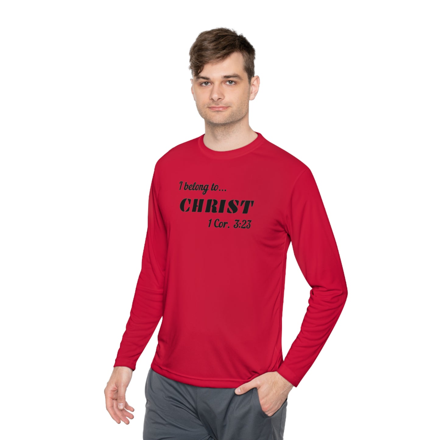 Activewear Long Sleeve Tee - 323 Bold Apparel 'I Belong to Christ' Statement